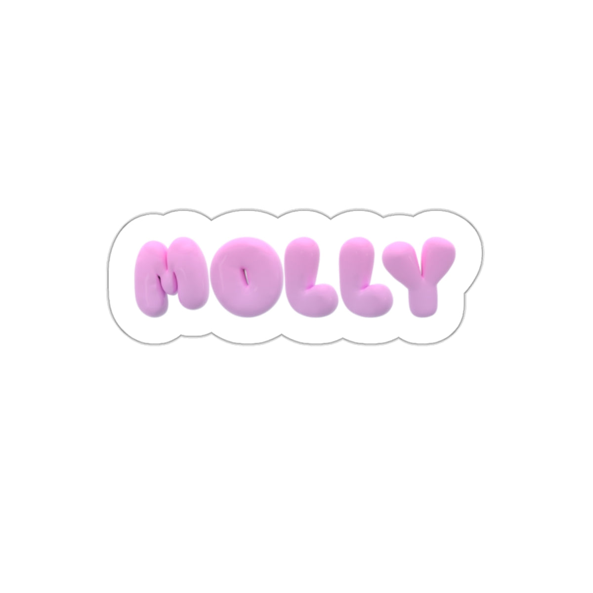 Customizable Name Die-Cut Sticker — Puffy Pink Bubble Letter