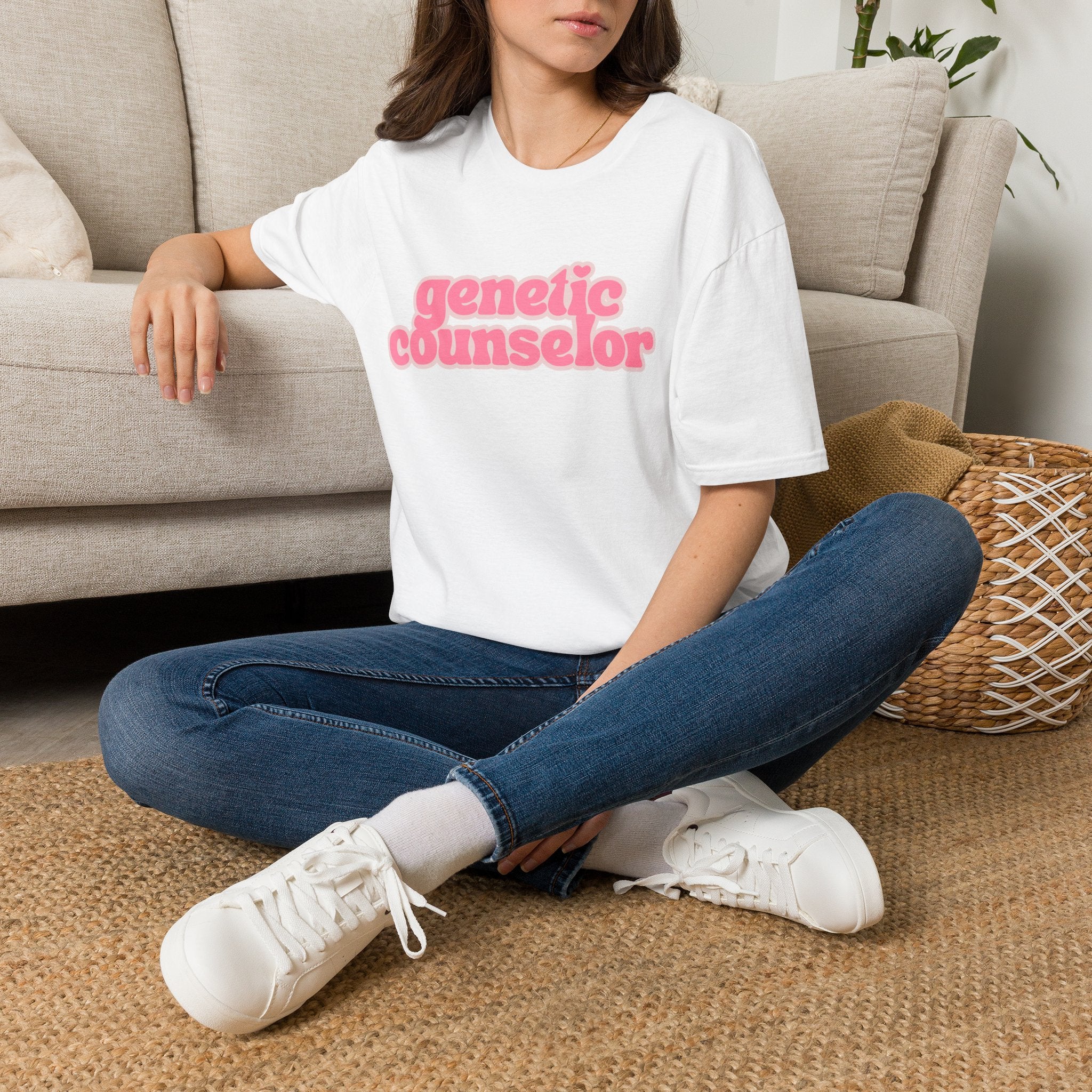 Genetic Counselor Graphic Tee — Pink Retro Script