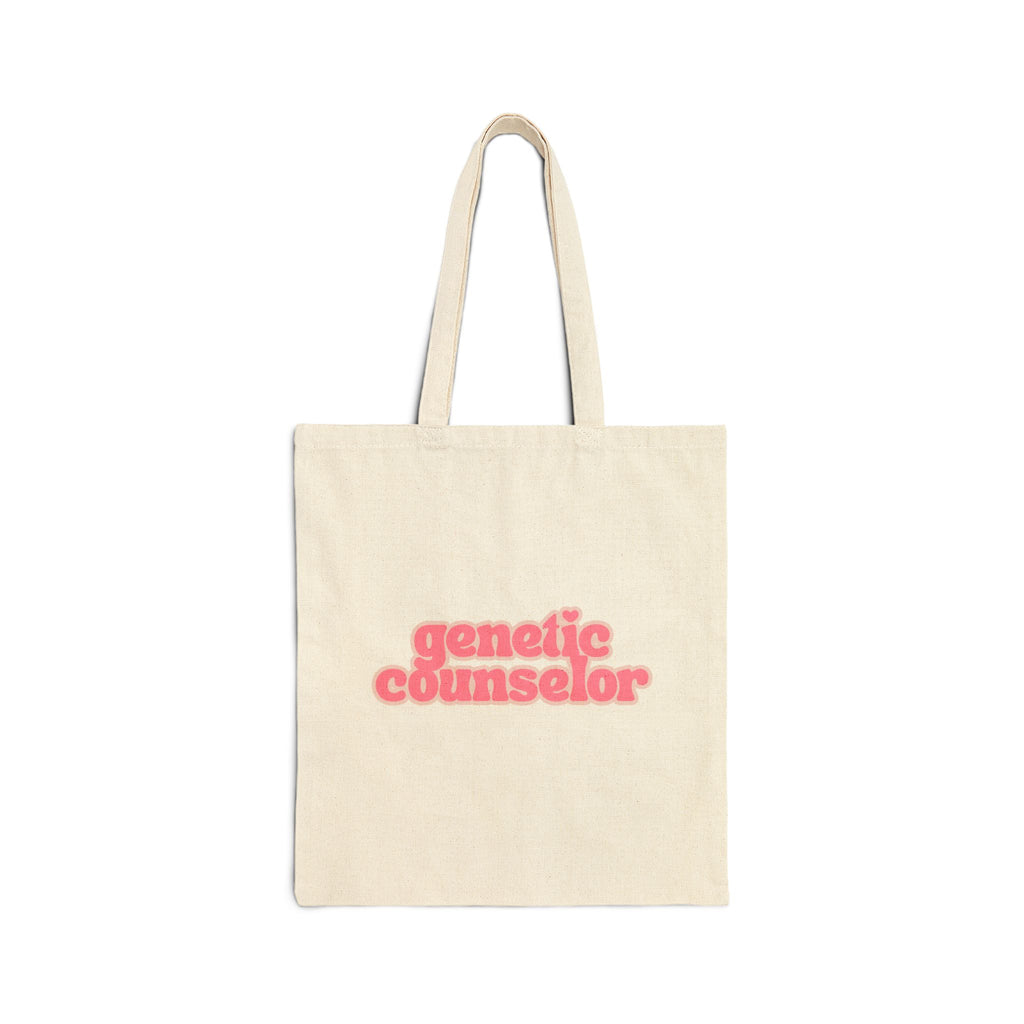 Genetic Counselor Canvas Tote Bag — Pink Retro Text