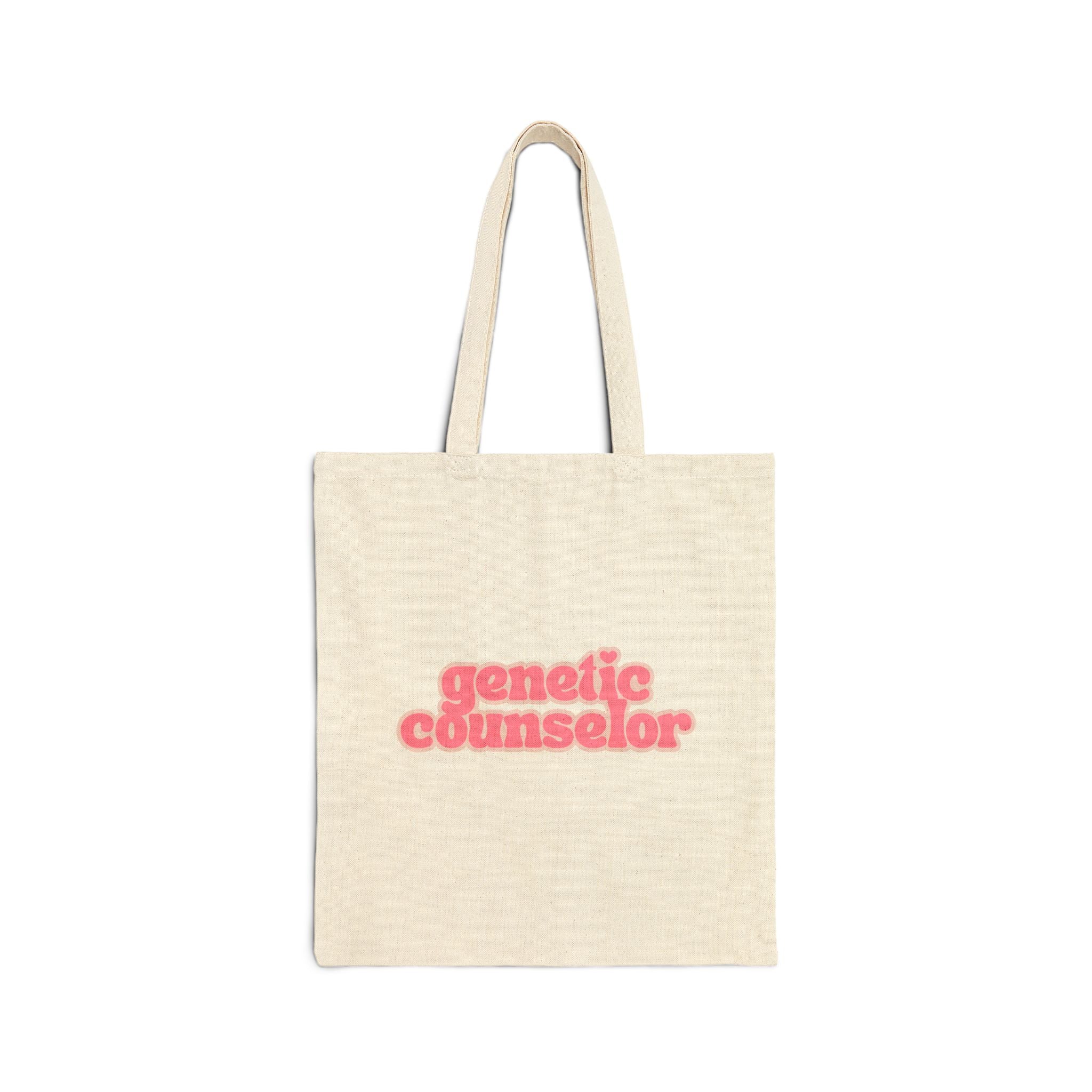 Genetic Counselor Canvas Tote Bag — Pink Retro Text