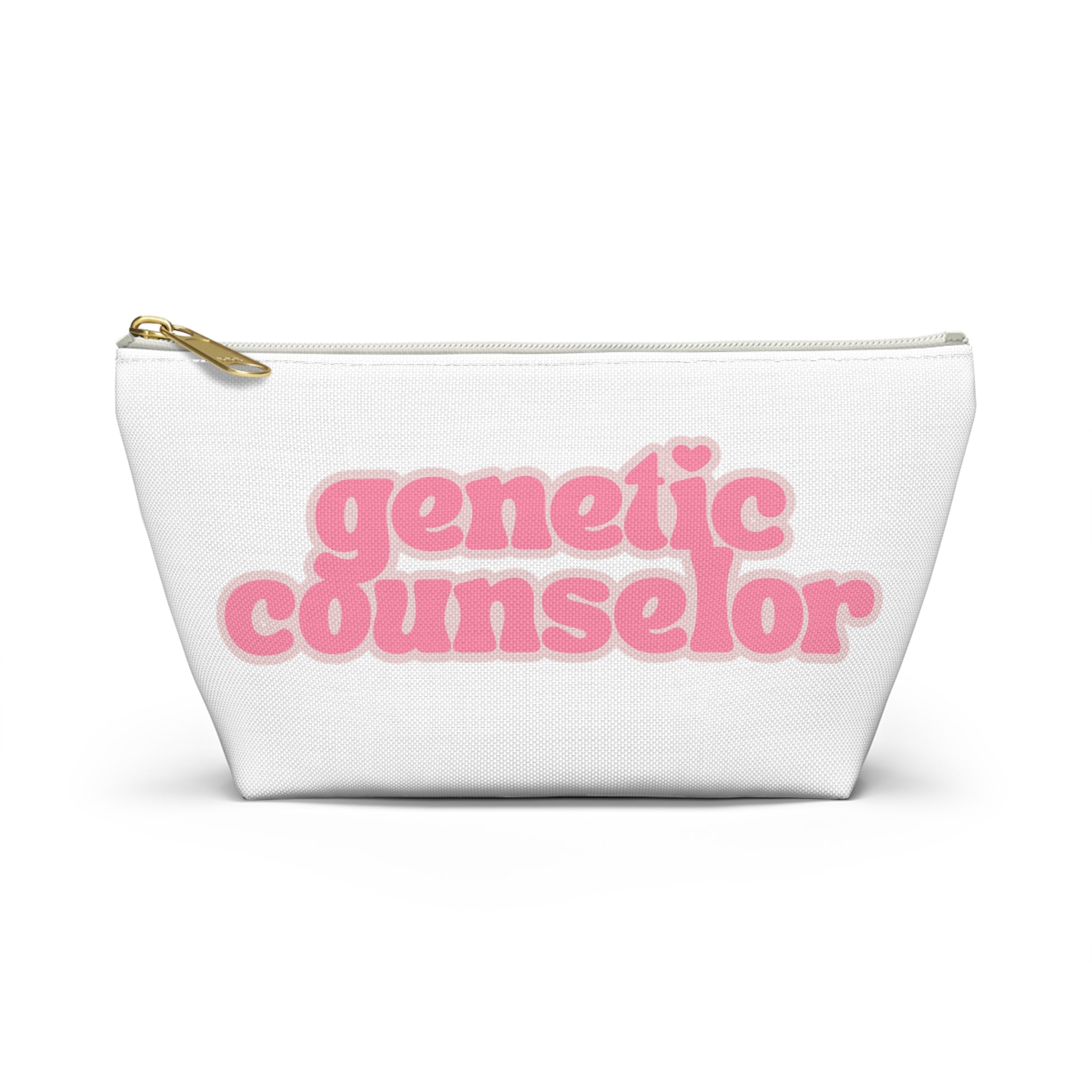 Genetic Counselor Accessory Pouch — Pink Retro Text Makeup Bag