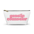 Genetic Counselor Accessory Pouch — Pink Retro Text Makeup Bag