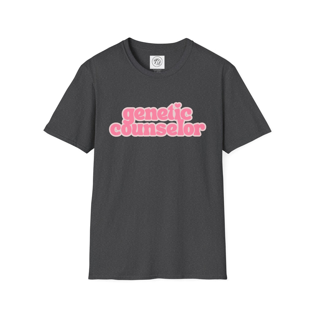 Genetic Counselor Graphic Tee — Pink Retro Script