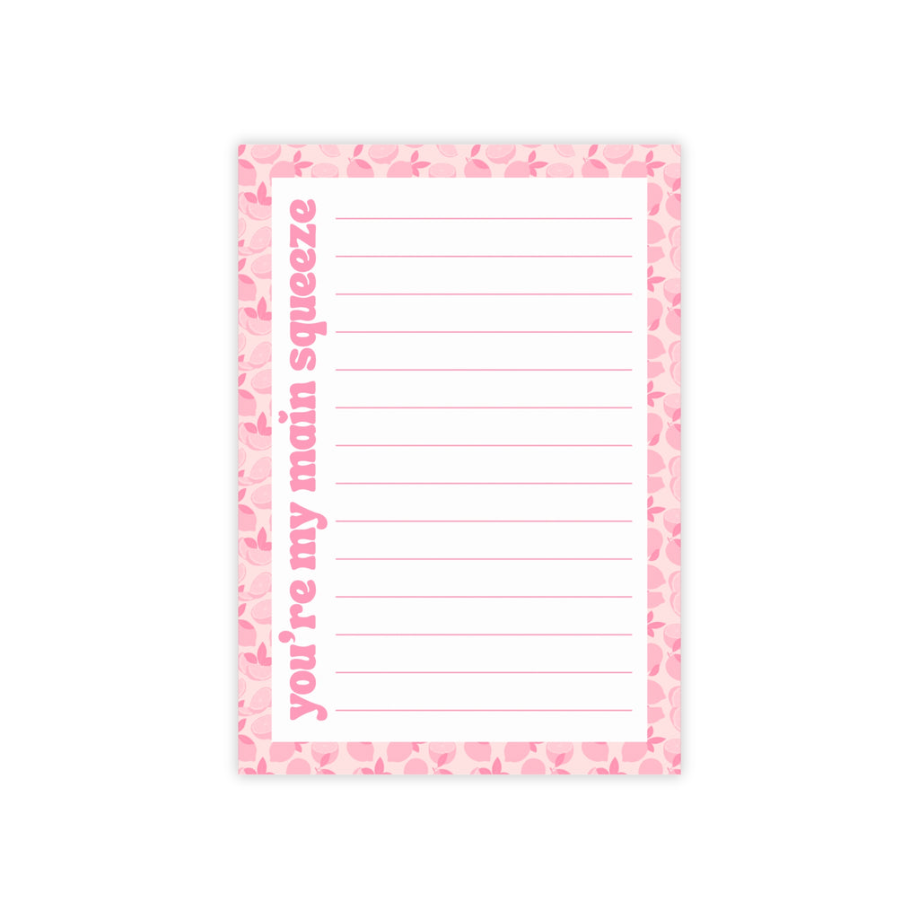Pink Lemon Lined Sticky Notes — "You're My Main Squeeze"