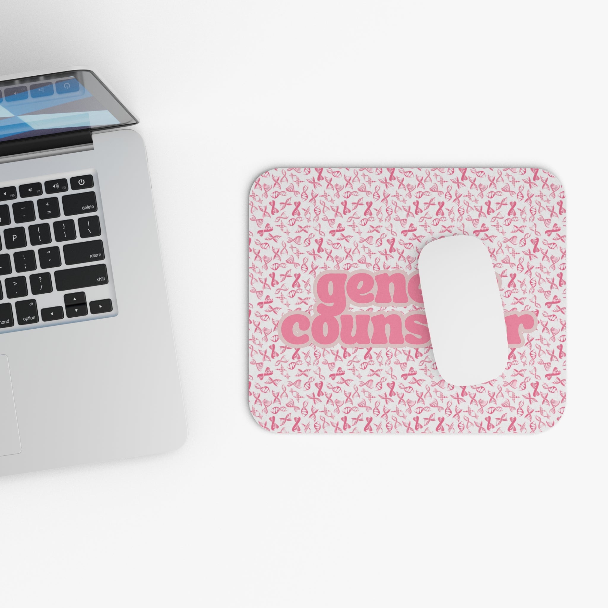 Genetic Counselor Pink Ribbon DNA Mouse Pad