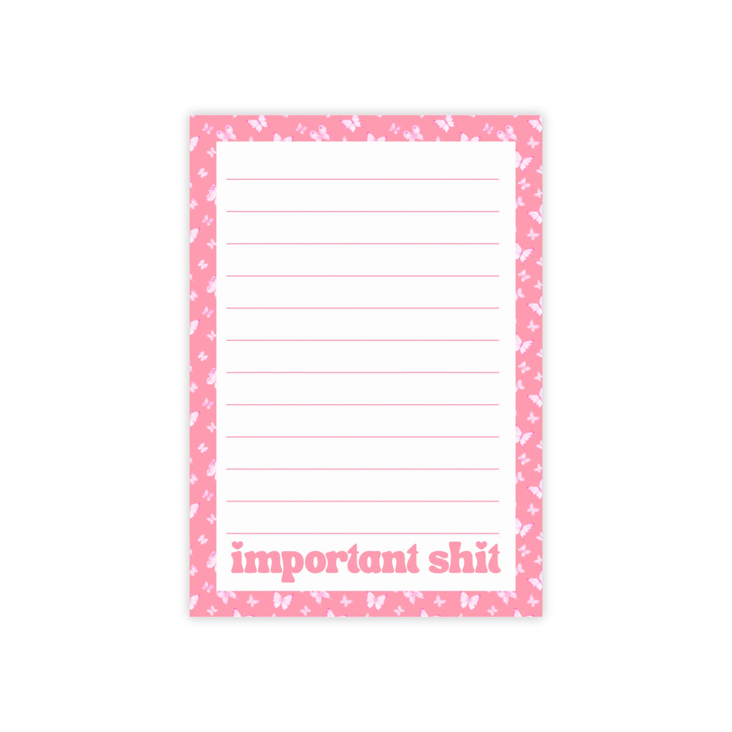 Important Shit Pink Notepad — Lined Sticky Note Pad for To‑Do Lists & Reminders