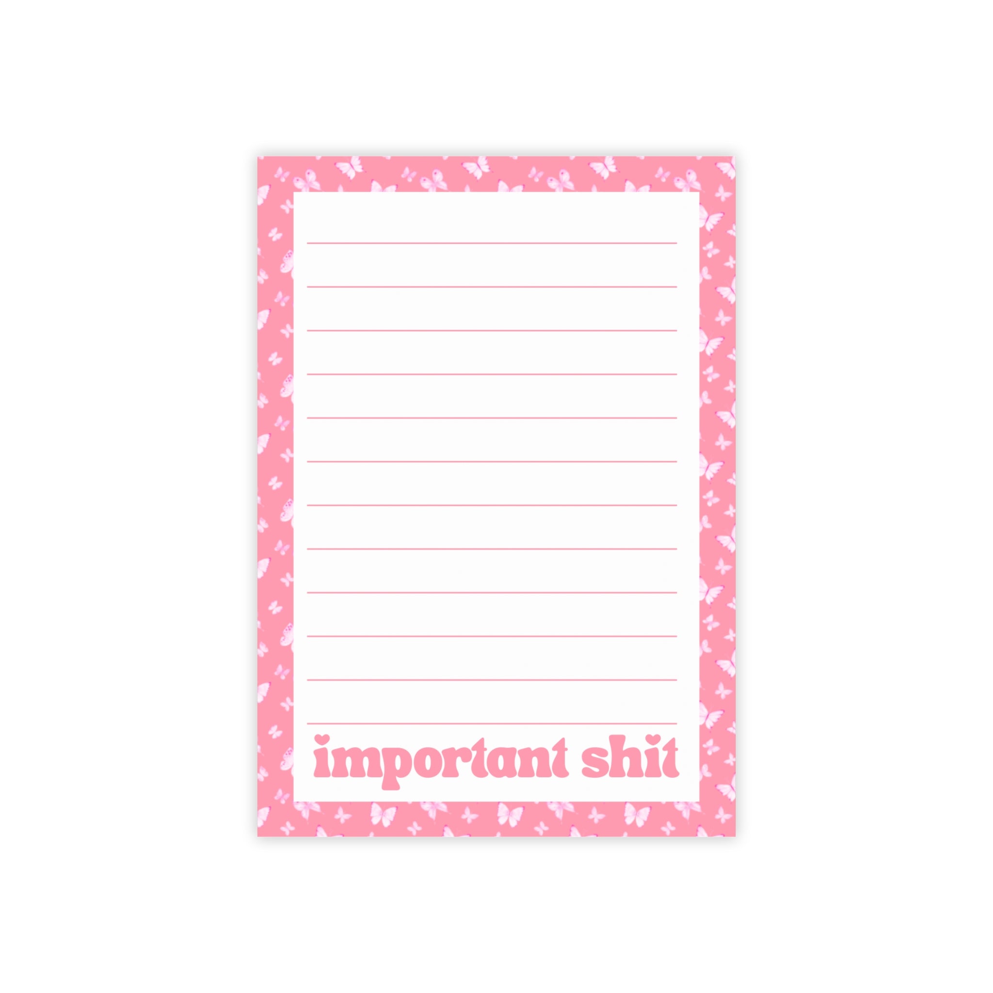 Important Shit Pink Notepad — Lined Sticky Note Pad for To‑Do Lists & Reminders