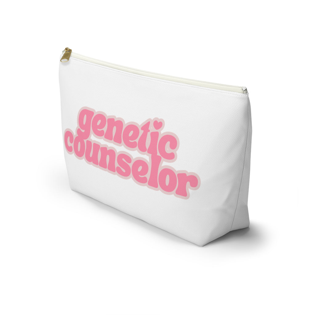Genetic Counselor Accessory Pouch — Pink Retro Text Makeup Bag