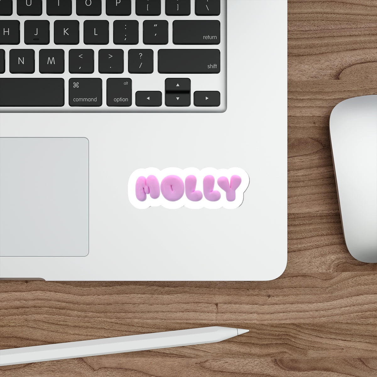 Customizable Name Die-Cut Sticker — Puffy Pink Bubble Letter
