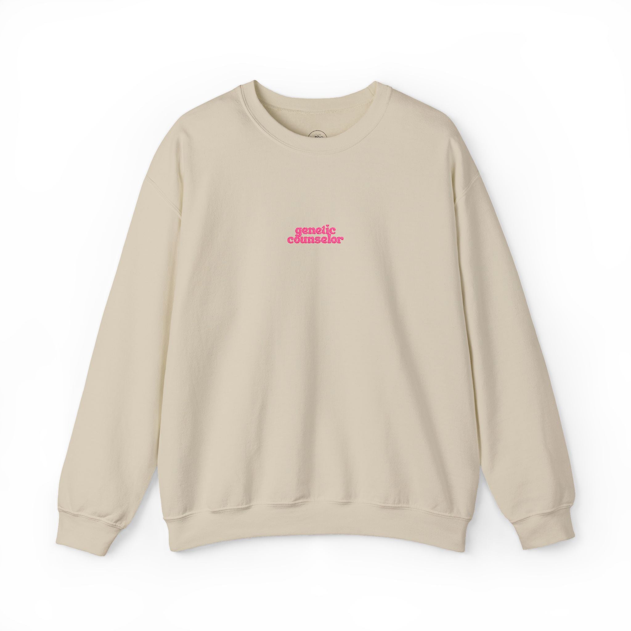 Genetic Counselor Embroidered Crewneck Sweatshirt - Pink