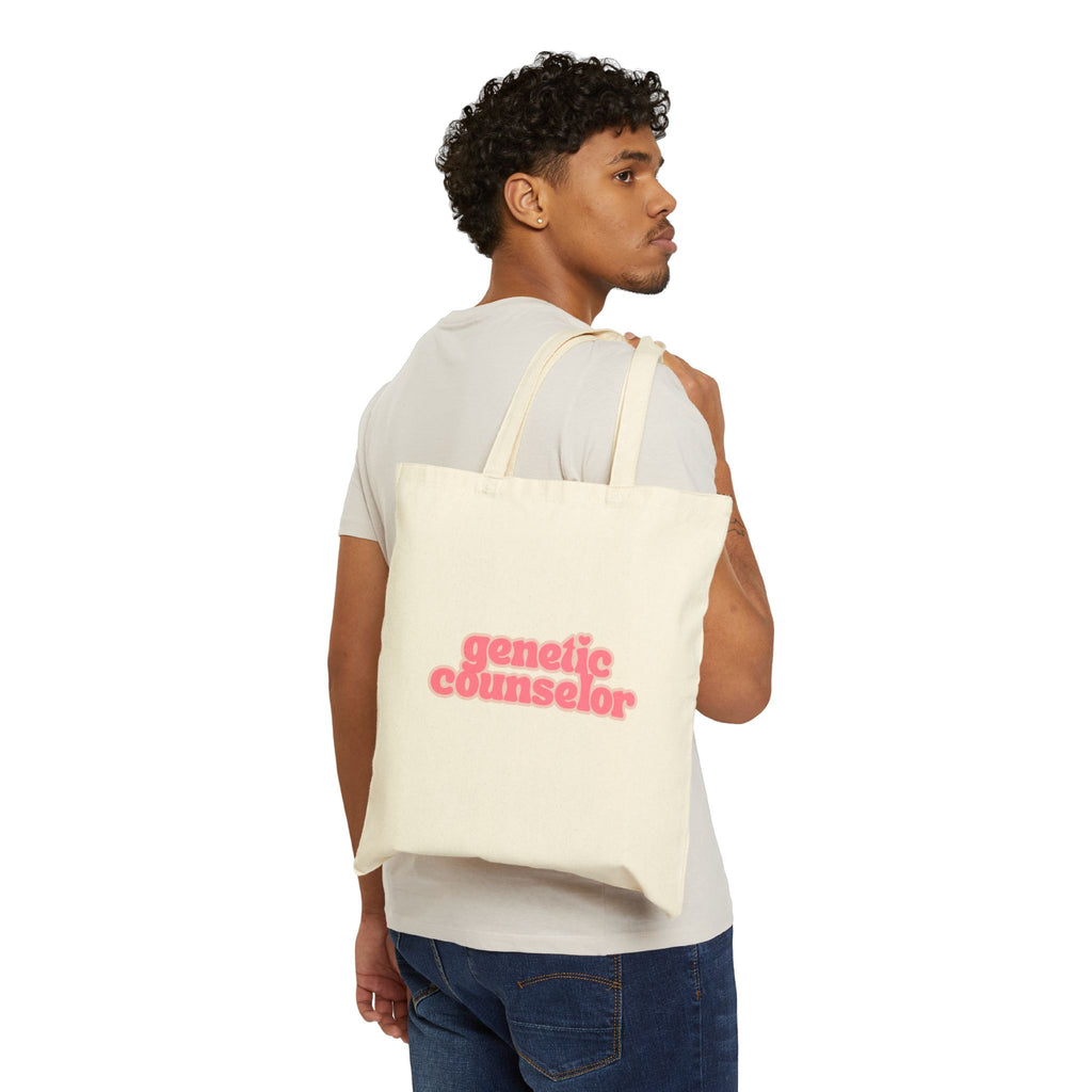 Genetic Counselor Canvas Tote Bag — Pink Retro Text