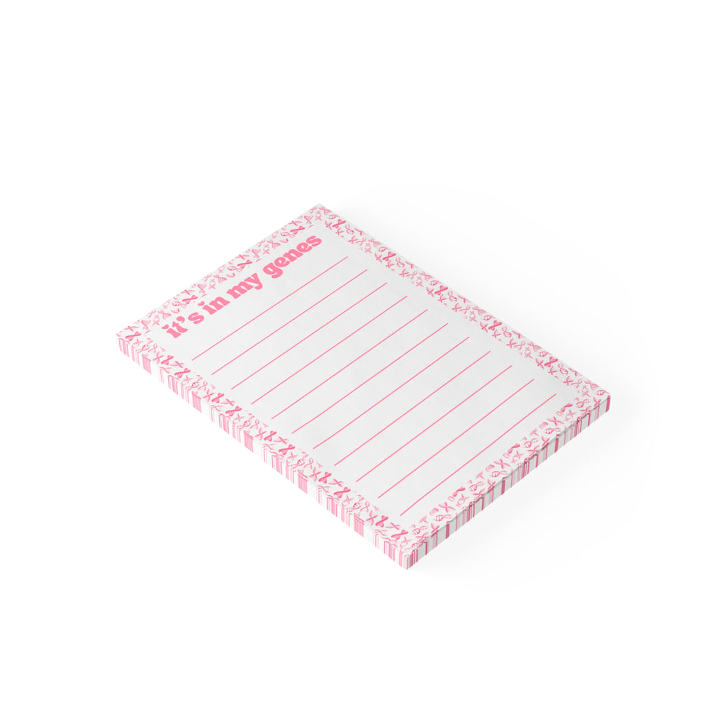 Pink "It's In My Genes" Lined Note Pad — Cute Genetics Sticky Notes