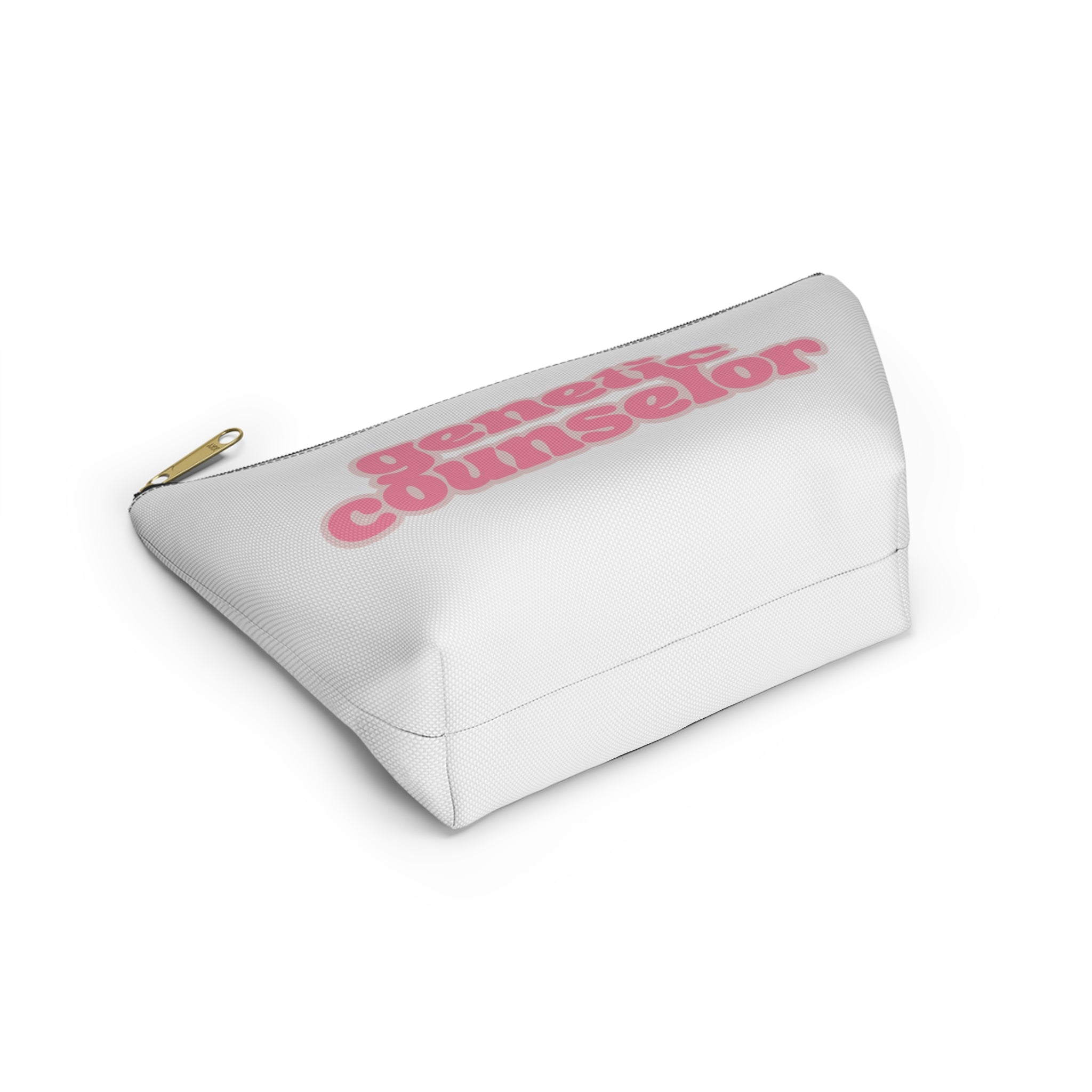Genetic Counselor Accessory Pouch — Pink Retro Text Makeup Bag
