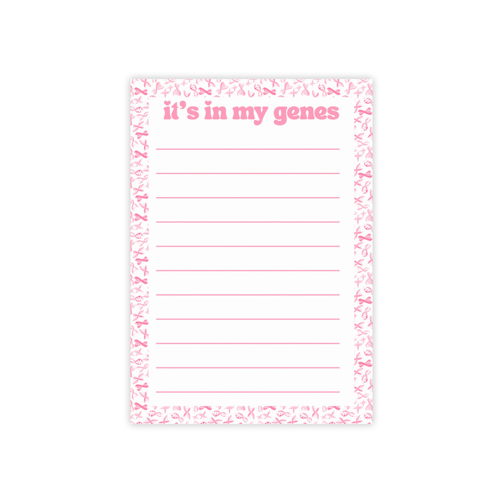 Pink "It's In My Genes" Lined Note Pad — Cute Genetics Sticky Notes