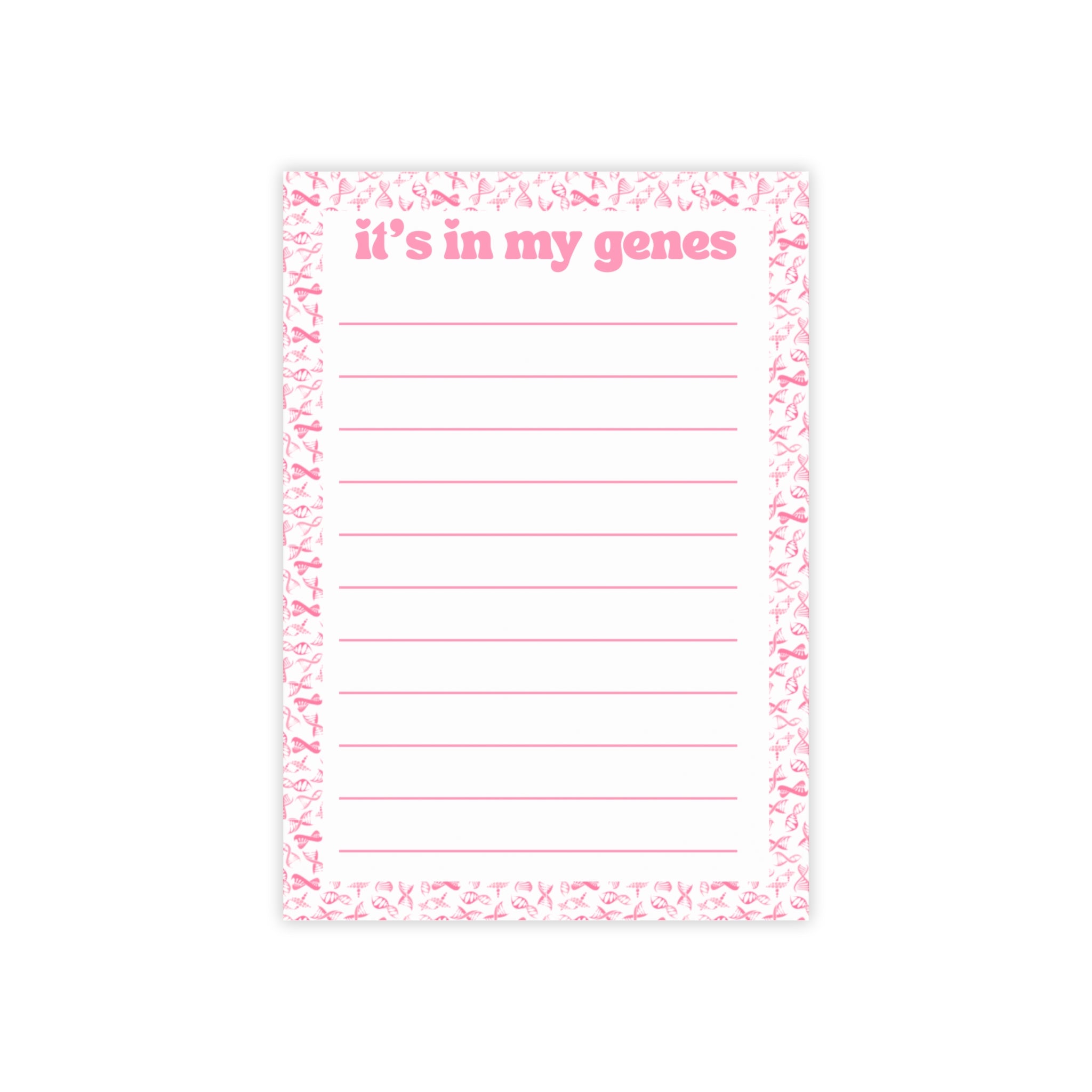 Pink "It's In My Genes" Lined Note Pad — Cute Genetics Sticky Notes