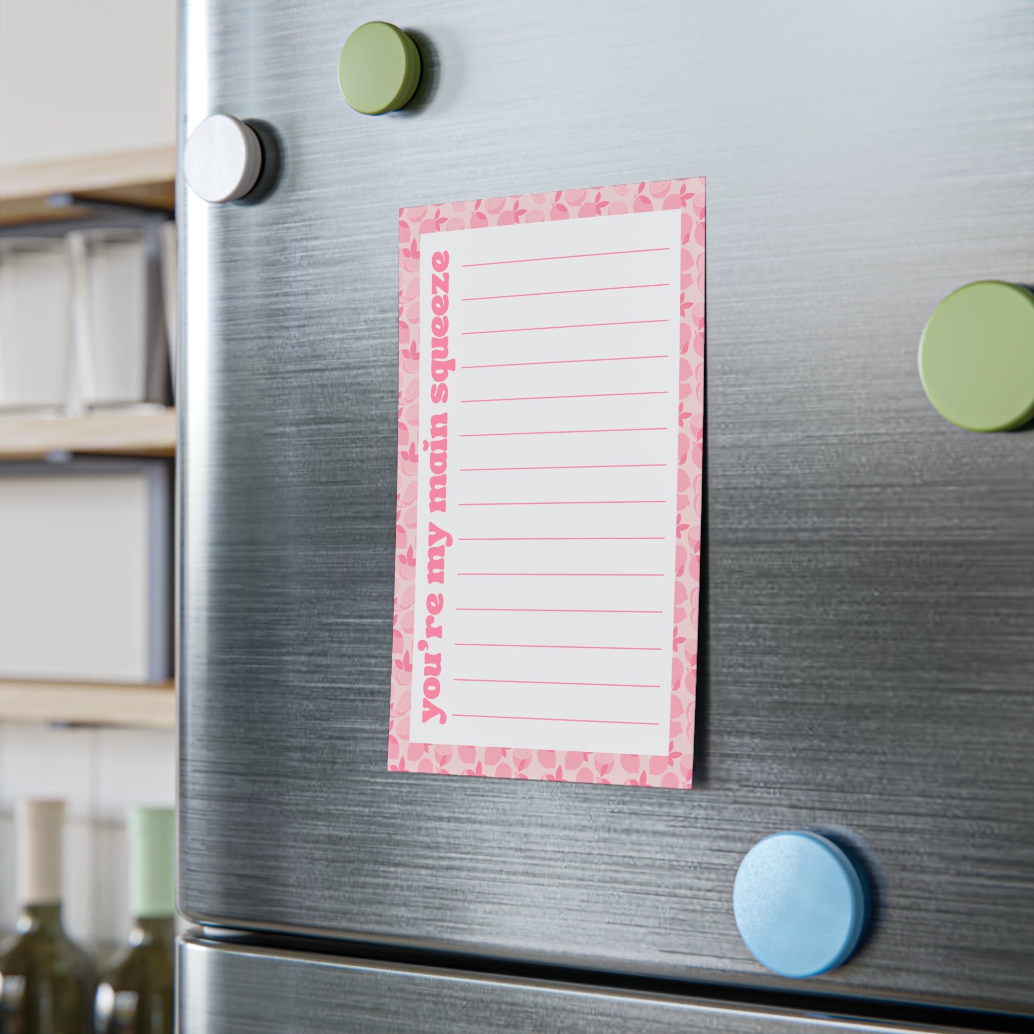 Pink Lemon Lined Sticky Notes — "You're My Main Squeeze"