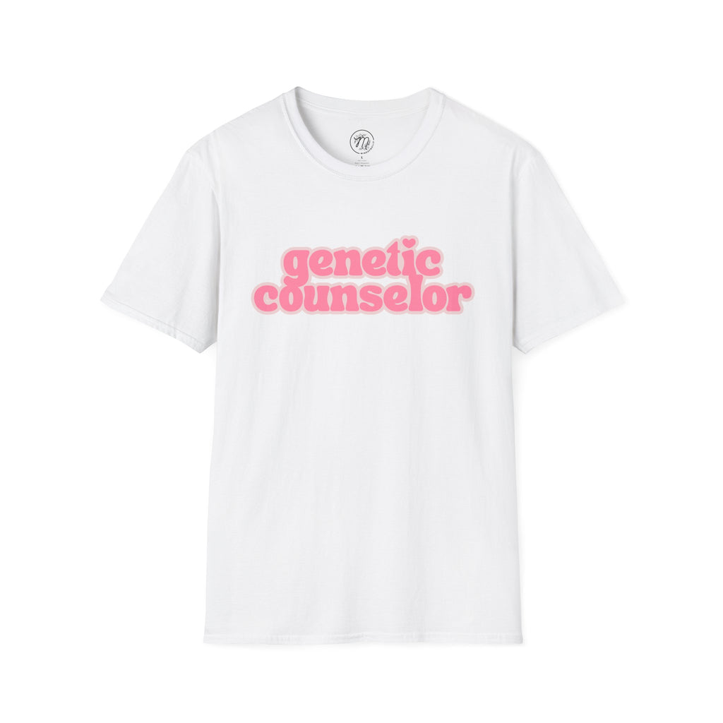 Genetic Counselor Graphic Tee — Pink Retro Script