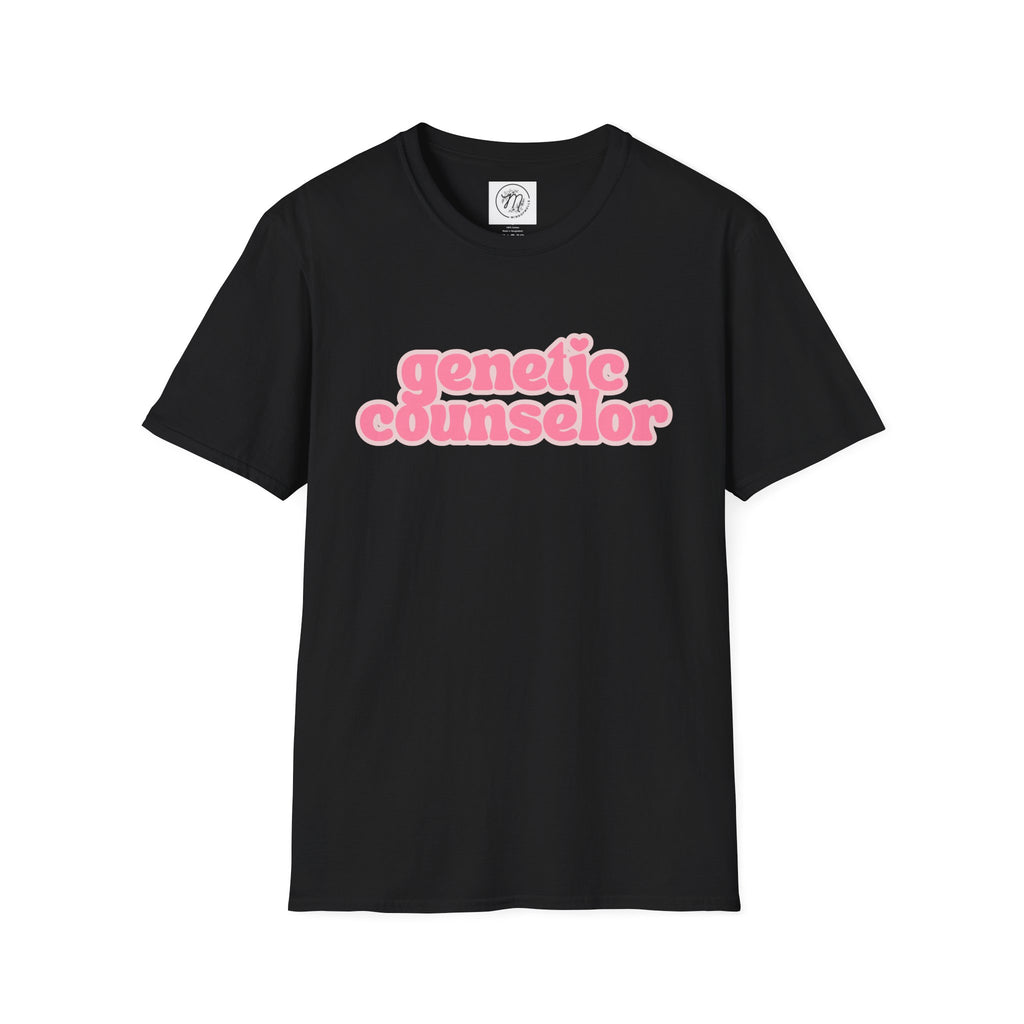 Genetic Counselor Graphic Tee — Pink Retro Script