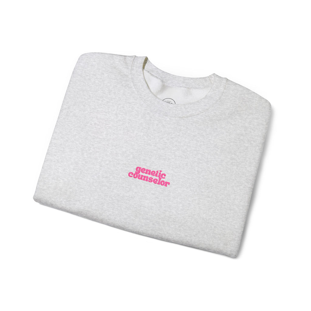 Genetic Counselor Retro Pink Script Embroidered Crewneck Sweatshirt