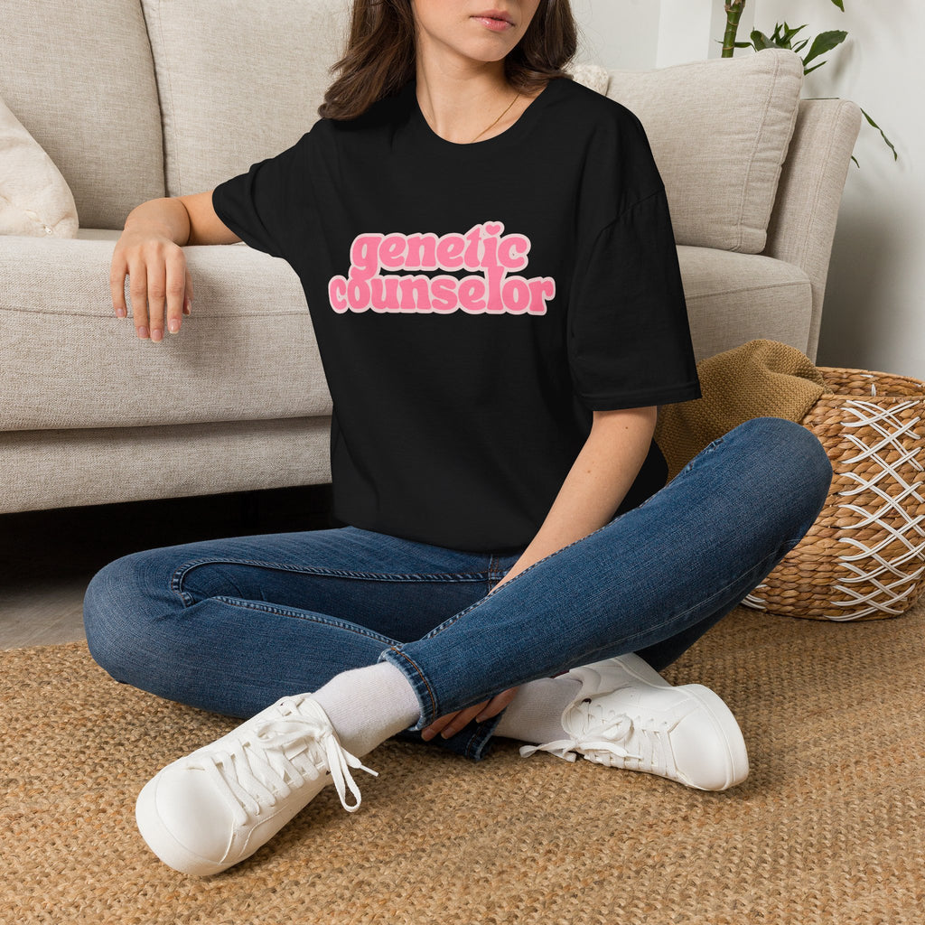 Genetic Counselor Graphic Tee — Pink Retro Script