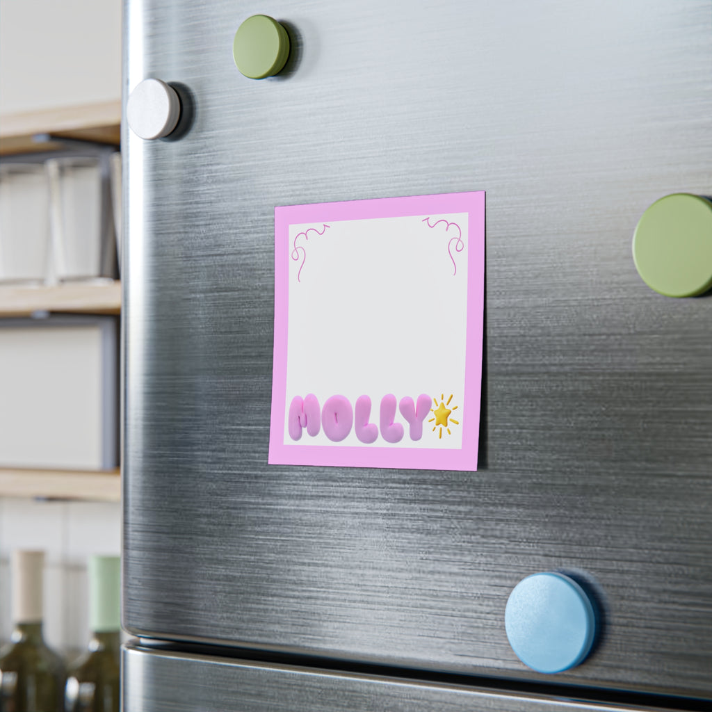 Personalized Name Pink Sticky Notes — Cute Puffy Lettering with Star