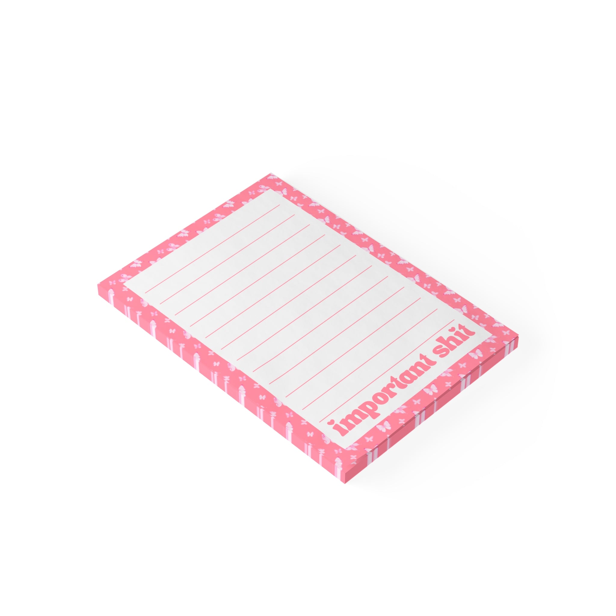 Important Shit Pink Notepad — Lined Sticky Note Pad for To‑Do Lists & Reminders