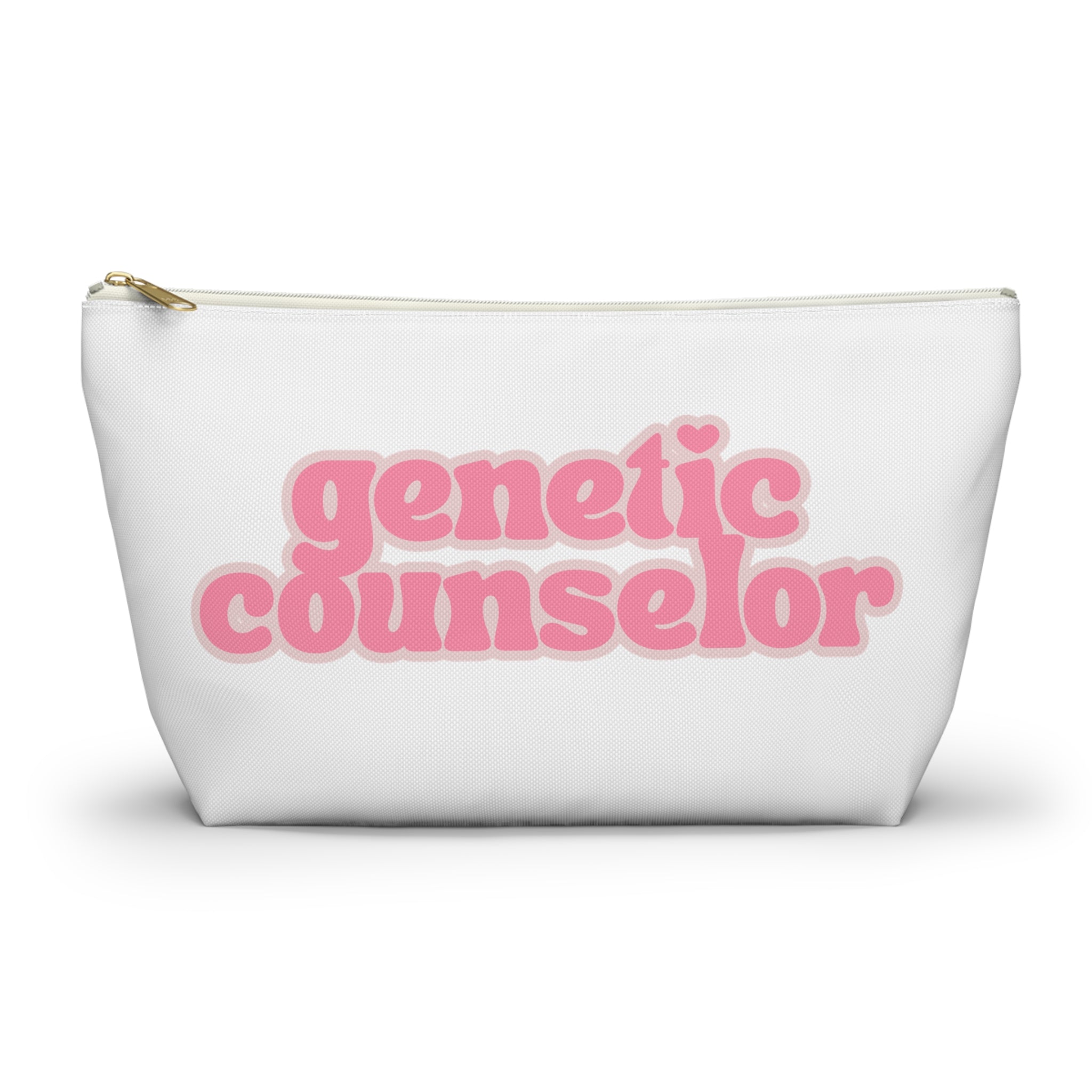 Genetic Counselor Accessory Pouch — Pink Retro Text Makeup Bag