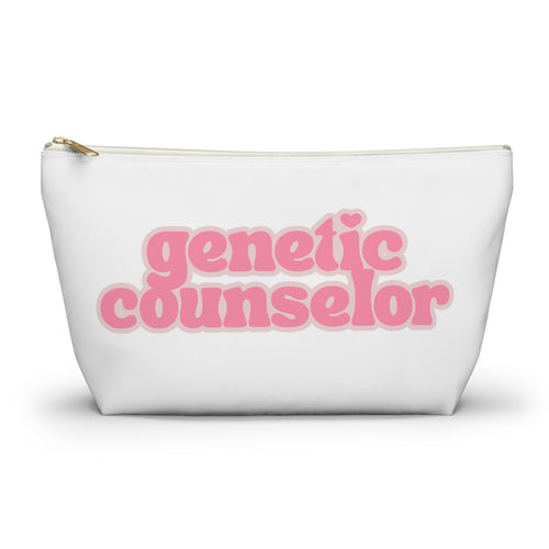 Genetic Counselor Accessory Pouch — Pink Retro Text Makeup Bag