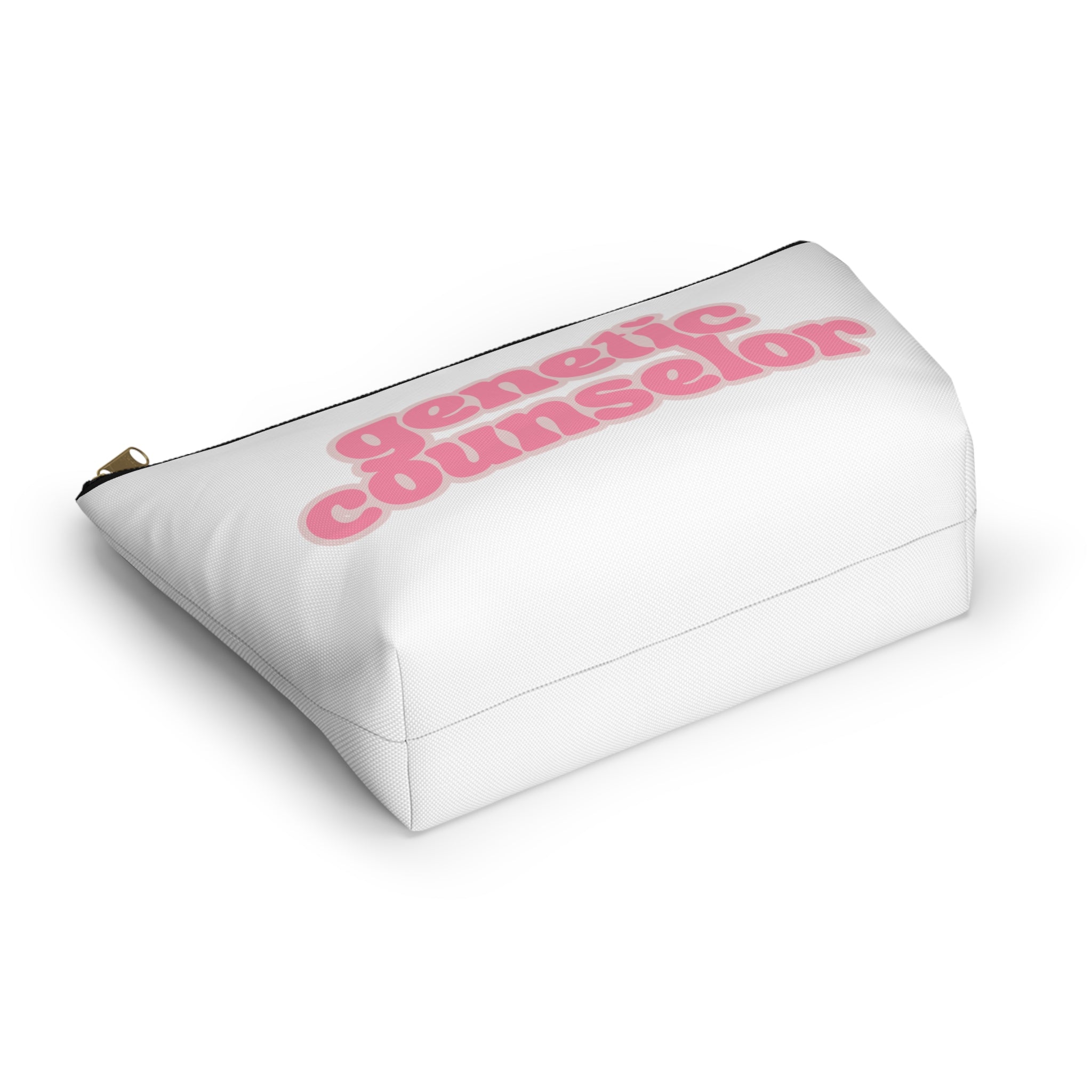 Genetic Counselor Accessory Pouch — Pink Retro Text Makeup Bag