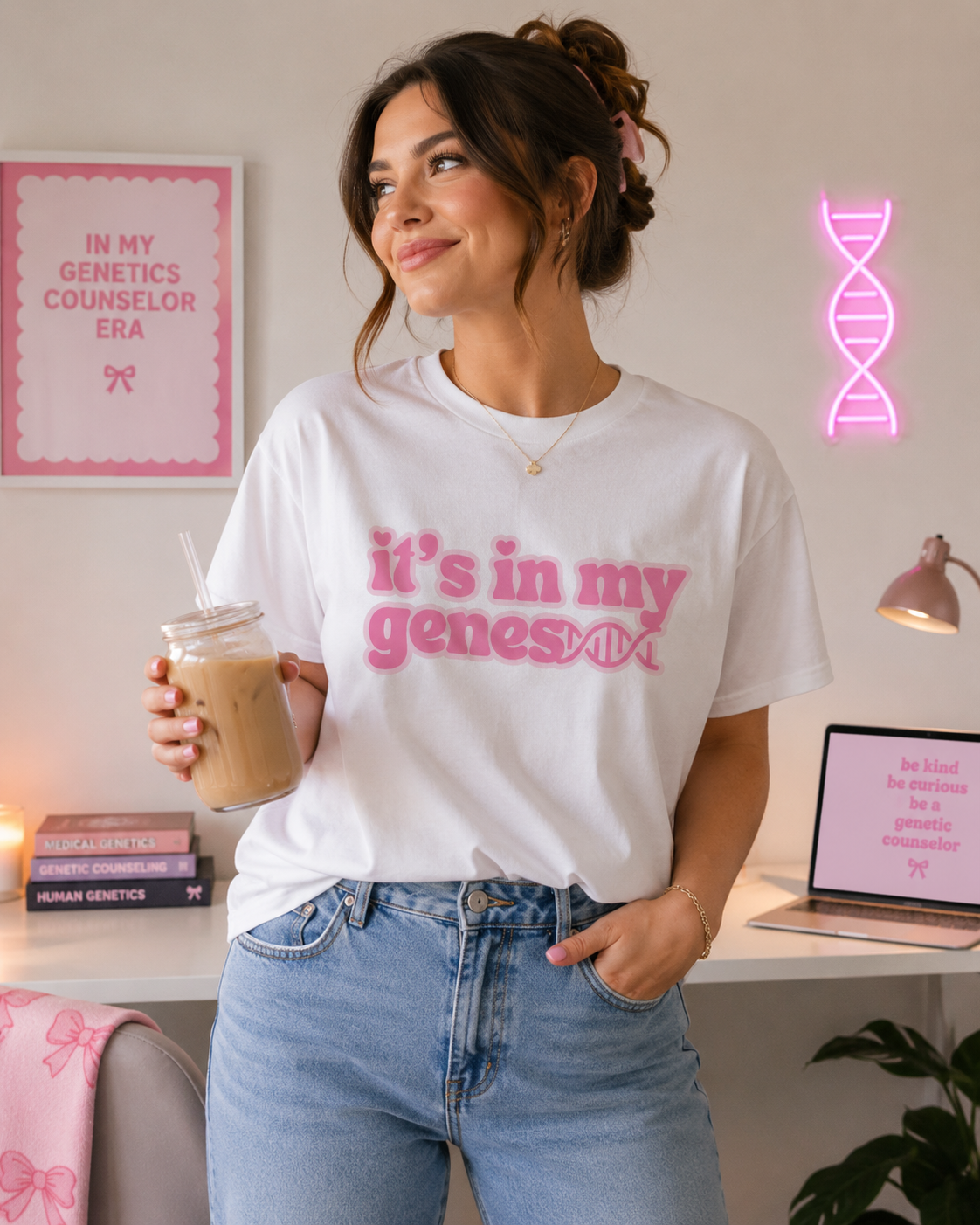 It’s In My Genes T-Shirt — Pink Retro DNA Graphic Tee