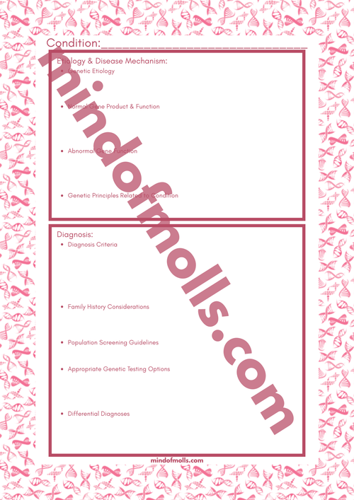 Digital Genetic Condition Study Guide