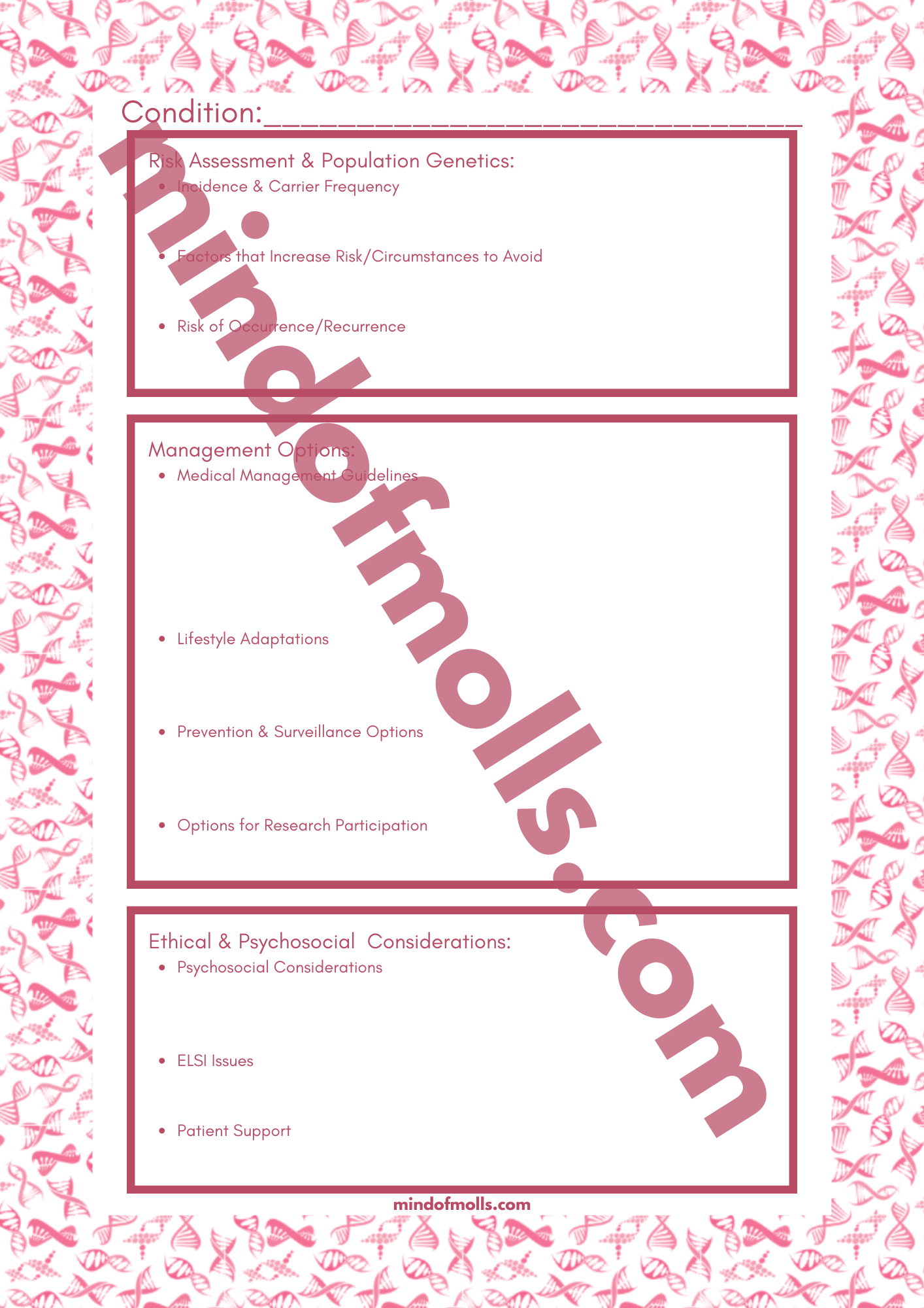 Digital Genetic Condition Study Guide